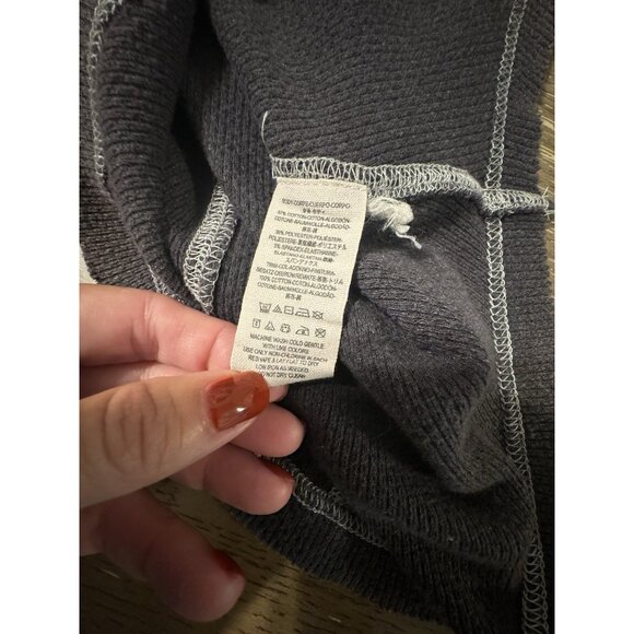 Free People Motor Cuff Button Waffle Thermal Top Shirt Brown S Y2K rock Grunge - Picture 7 of 9